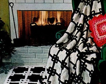 Vintage haakpatroon: zwart-wit geruit Afghaans vloerkleed (pdf)