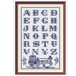Alphabet - Cross Stitch Pattern -  Antique Sampler - PDF Counted Vintage Cross Stitch Pattern - Reproduction of 19th century