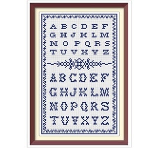 Alphabet - Cross Stitch Pattern -  Antique Sampler - PDF Counted Vintage Cross Stitch Pattern - Reproduction of 19th century