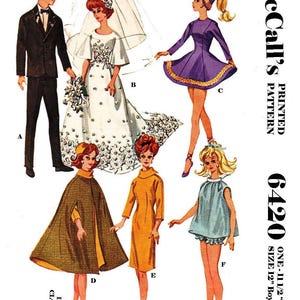 Vintage Sewing Pattern Fashion Dolls 11-1/2&quot; - 12&quot; Wardrobe Clothes for Dolls 11-1/2&quot; - 12&quot; Digital Download PDF