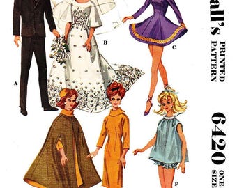Vintage Fashion Doll Clothes Sewing Pattern for 11.5-12" Dolls (PDF Download)