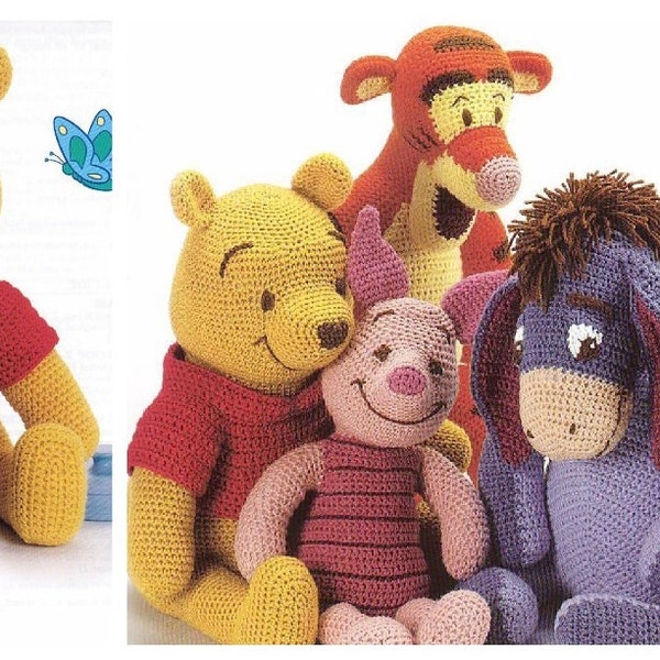 Modèle au crochet - Winnie l'ourson et ses amis - Modèle au crochet vintage PDF - Anglais