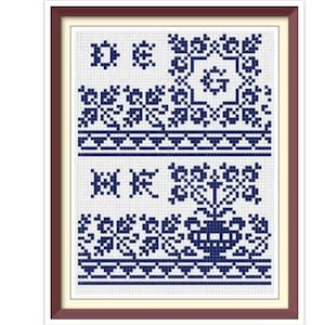 Borders - Cross Stitch Pattern - Corners, Inserts and General Motifs - Antique Sampler PDF Counted Vintage Pattern - Reproduction 1890