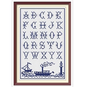 Alphabet - Cross Stitch Pattern -  Antique Sampler - PDF Counted Vintage Cross Stitch Pattern - Reproduction of 19th century