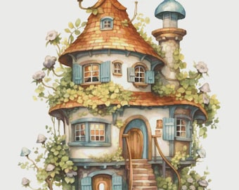 Cottage Cross Stitch Pattern: Magical House in Garden (PDF)