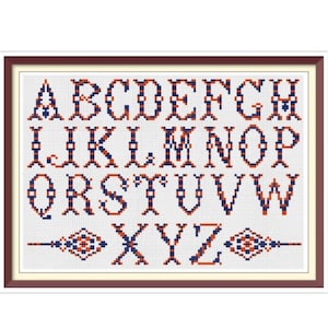 Alphabet - Cross Stitch Pattern -  Antique Sampler - PDF Counted Vintage Cross Stitch Pattern - Reproduction of 19th century