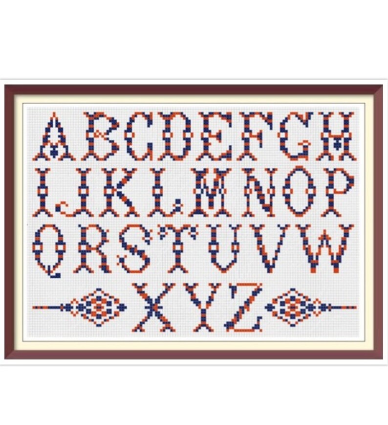 Flanked Letter Alphabet Cross Stitch Pattern: Antique 19th Century Sampler (PDF) - Etsy