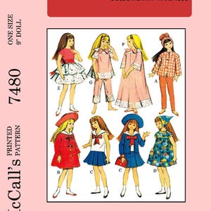 Vintage Sewing Pattern Fashion Dolls 9&quot; Wardrobe Clothes for Dolls 9&quot; Digital Download PDF