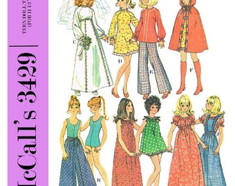 Vintage Fashion Doll Clothes Sewing Pattern for 11.5" Dolls (PDF Download)