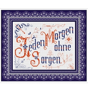 Household Mottos Cross Stitch Pattern Vintage Sampler PDF Counted Pattern - German Household Items - Reproduction of 19th century