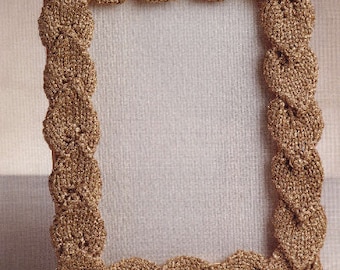 Leaf Photo Frame - PDF Vintage Knitting Pattern - Afghans Knitting Pattern -   Country Home Decor - English