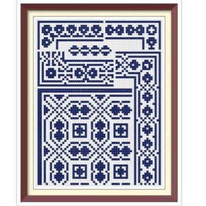Borders - Cross Stitch Pattern - Corners, Inserts and General Motifs - Antique Sampler PDF Counted Vintage Pattern - Reproduction 1890
