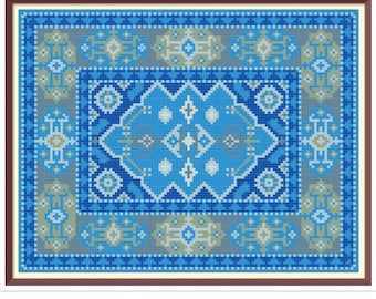 Miniature Oriental Rug Cross Stitch Pattern: 1700s Reproduction (PDF Download)