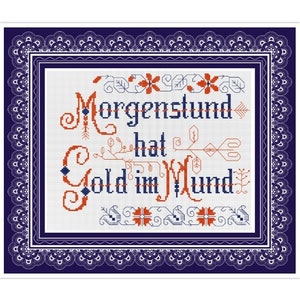 Household Mottos Cross Stitch Pattern Vintage Sampler PDF Counted Pattern - German Household Items - Reproduction of 19th century