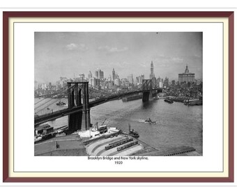 Brooklyn Bridge Cross Stitch Pattern: Retro NYC Skyline (PDF Download)