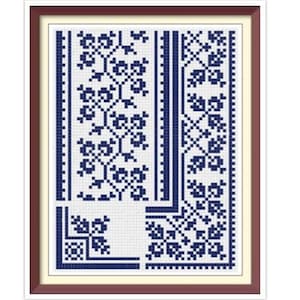Borders - Cross Stitch Pattern - Corners, Inserts and General Motifs - Antique Sampler PDF Counted Vintage Pattern - Reproduction 1890