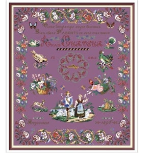 Antique Sampler - Cross Stitch Pattern - PDF Counted Vintage Cross Stitches Pattern - History Sampler