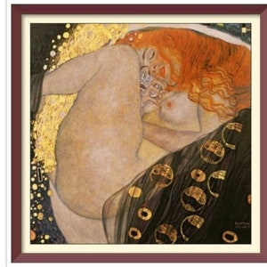 Vintage Klimt Kreuzstich-Muster: Danae Art (PDF-Muster)