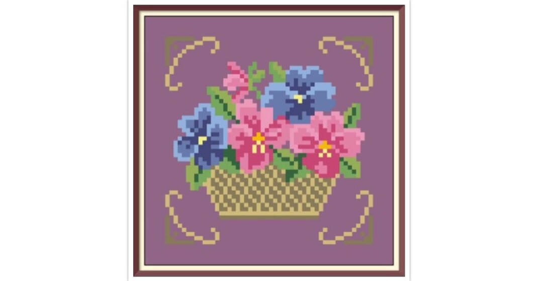 Cushion Cross Stitch Pattern Bouquet of Flowers PDF Counted Antique