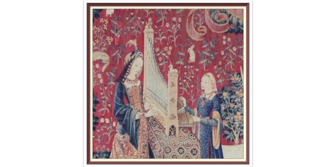 Broderie Au Point De Croix – Dame à La Licorne, 60x46 Cm, Motif Médiéval