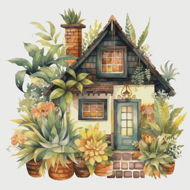 Cottage in Garden Cross Stitch Pattern PDF Counted House Village ...