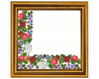 Floral Corner Cross Stitch Pattern: Antique Berlin Embroidery (PDF)