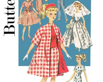 Vintage Fashion Doll Clothes Sewing Pattern for 11-1/2" Dolls (Digital Download PDF)