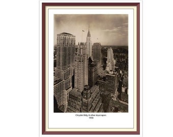 Chrysler Build. & other Skyscrapers - Cross Stitch Pattern - Retro New York 1930 - PDF Counted Vintage Full Cross Stitches - 4 Sizes