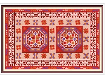Cross Stitch Pattern: Miniature Oriental Dollhouse Rug (PDF Download)