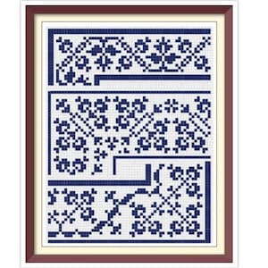 Borders - Cross Stitch Pattern - Corners, Inserts and General Motifs - Antique Sampler PDF Counted Vintage Pattern - Reproduction 1890