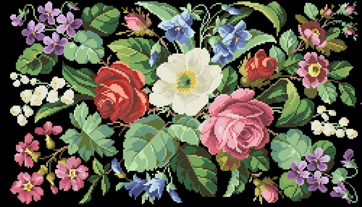 Victorian Cross Pattern Victorian Flowers - Cross Stitch Pattern - PDF Counted Antique Cross ...