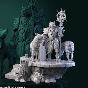 White Werewolf | 3D Printed Miniature | 25mm Grid | Fantasy Miniature | Custom Base | Licensed WWT