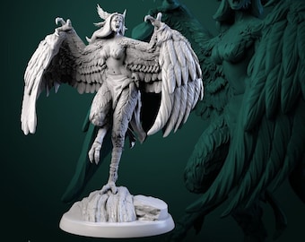 Harpies | 3D Printed Miniature | 25mm Grid | Fantasy Miniature | Custom Base | Licensed WWT