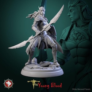 Elven Male Warrior | 3D Printed Miniature | 25mm Grid | Fantasy Miniature | Custom Base | Licensed WWT