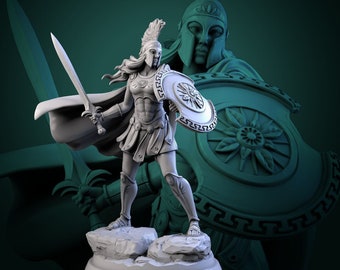 Female Hoplite | 3D Printed Miniature | 25mm Grid | Fantasy Miniature | Custom Base | Licensed WWT