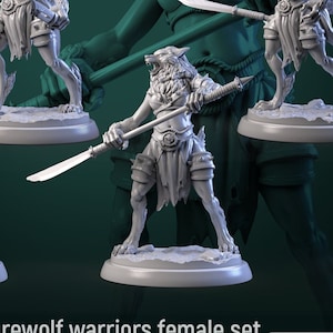 Werewolf Female | 3D Printed Miniature | 25mm Grid | Fantasy Miniature | Custom Base | Licensed WWT