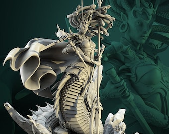 Medusa | 3D Printed Miniature | 25mm Grid | Fantasy Miniature | Custom Base | Licensed WWT