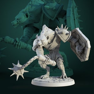 Gnoll | 3D Printed Miniature | 25mm Grid | Fantasy Miniature | Custom Base | Licensed WWT