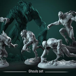 Ghouls | 3D Printed Miniature | 25mm Grid | Fantasy Miniature | Custom Base | Licensed WWT