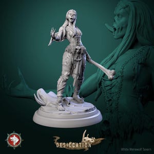Zombie Barbarian | 3D Printed Miniature | 25mm Grid | Fantasy Miniature | Custom Base | Licensed WWT