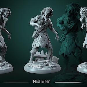 Mad miller | 3D Printed Miniature | 25mm Grid | Fantasy Miniature | Custom Base | Licensed WWT