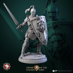 Knight | 3D Printed Miniature | 25mm Grid | Fantasy Miniature | Custom Base | Licensed WWT