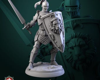 Knight | 3D Printed Miniature | 25mm Grid | Fantasy Miniature | Custom Base | Licensed WWT