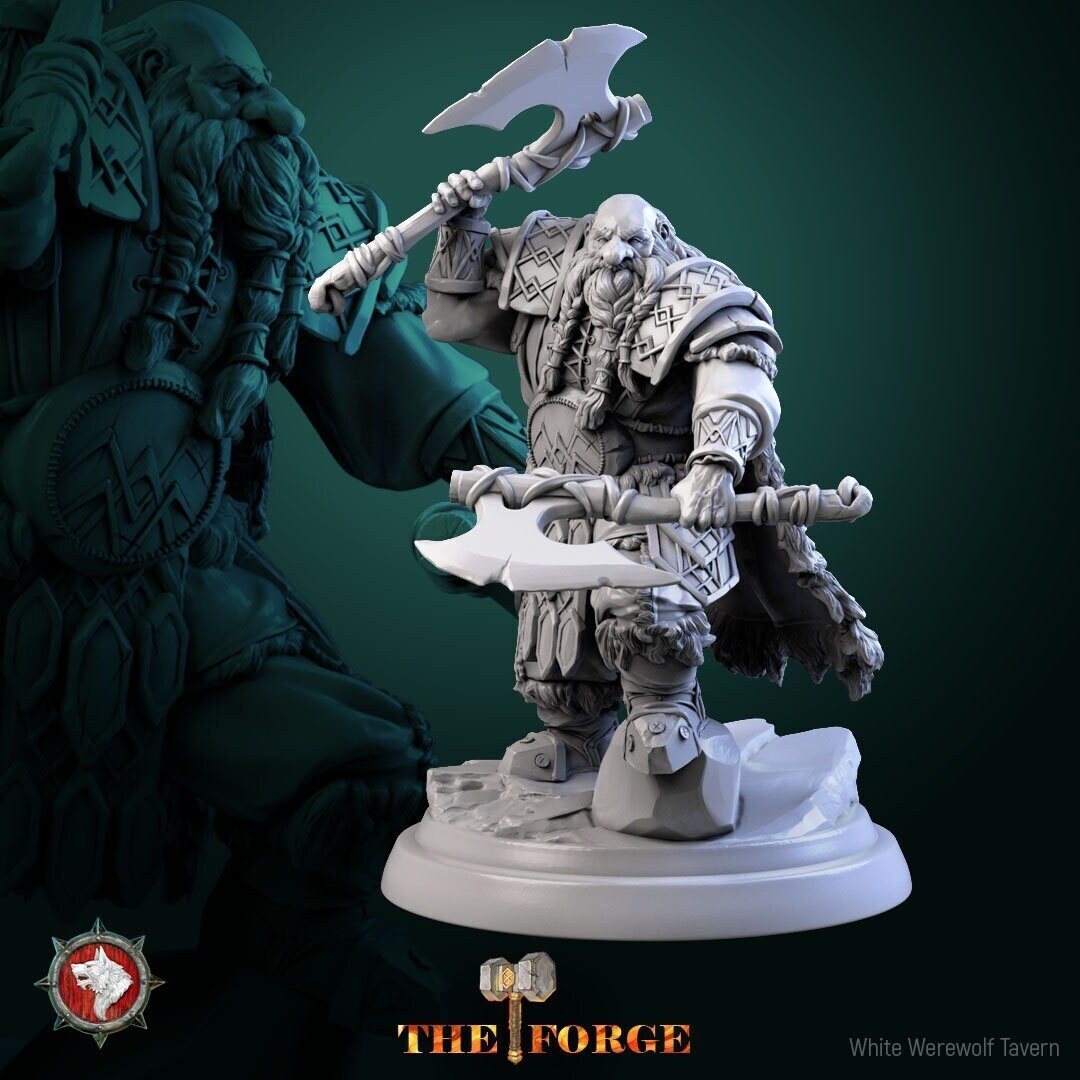 Mountain Dwarf Warrior | 3D Printed Miniature | 25mm Grid | Fantasy ...