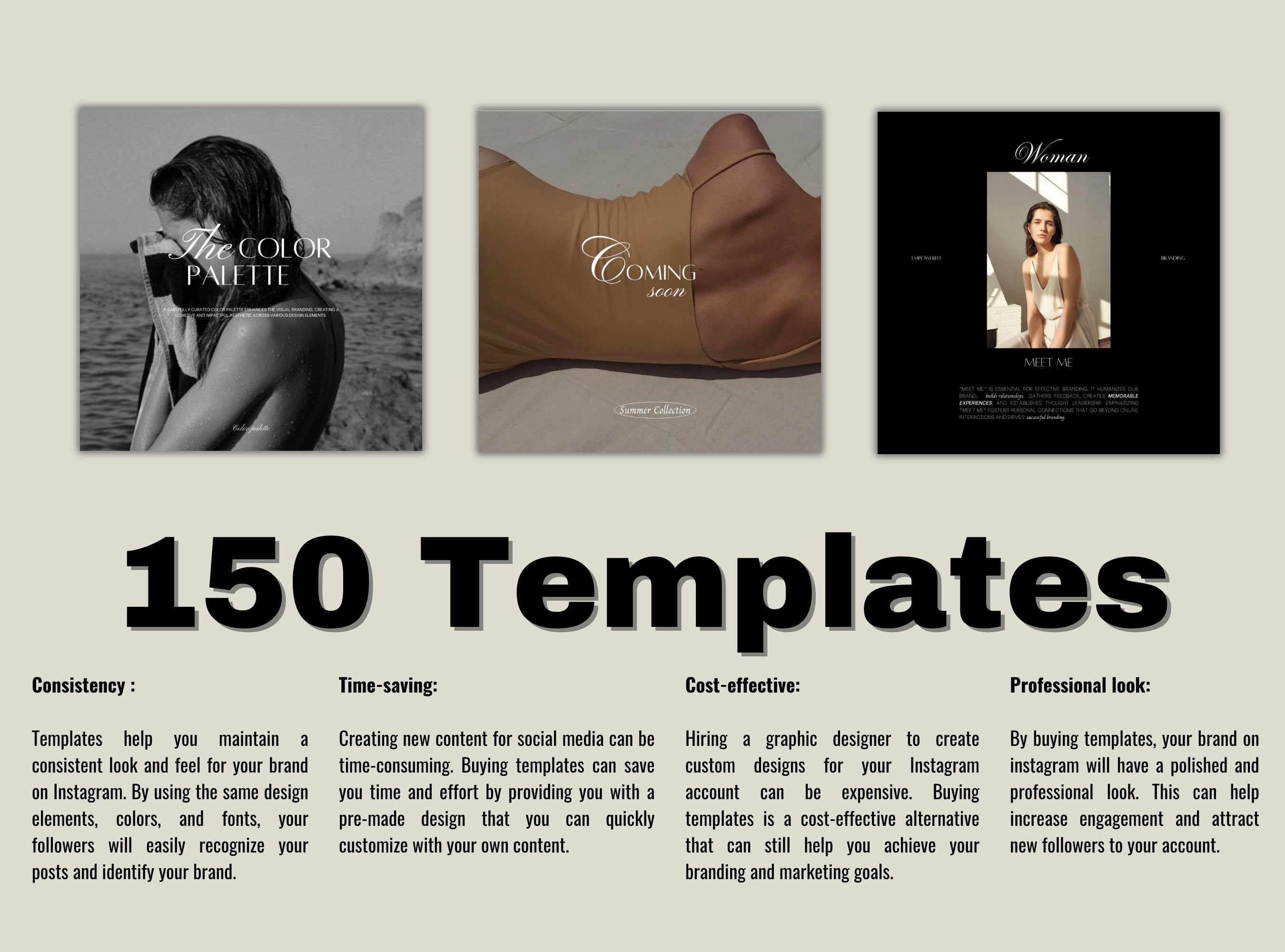 Minimalist Instagram Templates, Black and White Canva Feed (PDF ...