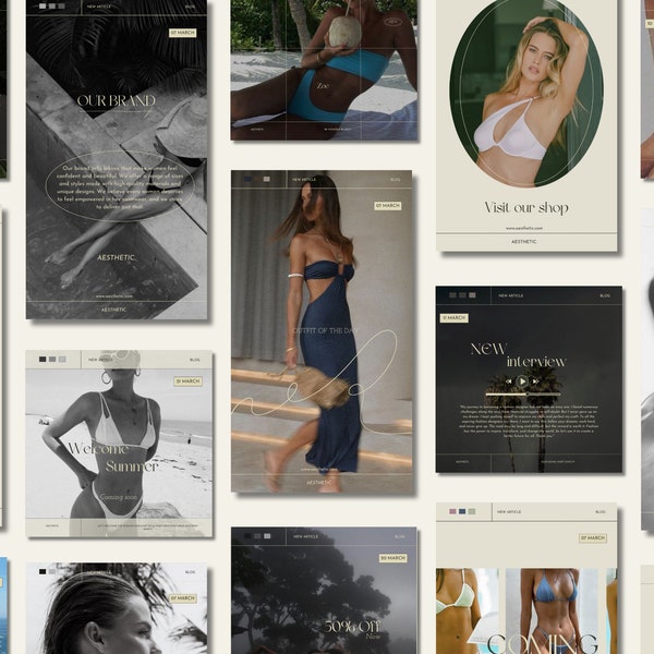 170 MINIMAL & AESTHETIC Instagram Template⎟Luxury Carousels⎟Brand Kit Template⎟Canva Template Ästhetik⎟ Marketing Template⎟Business Bundle