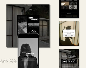 Modern Instagram Templates | Black & White Social Media (Editable Canva)