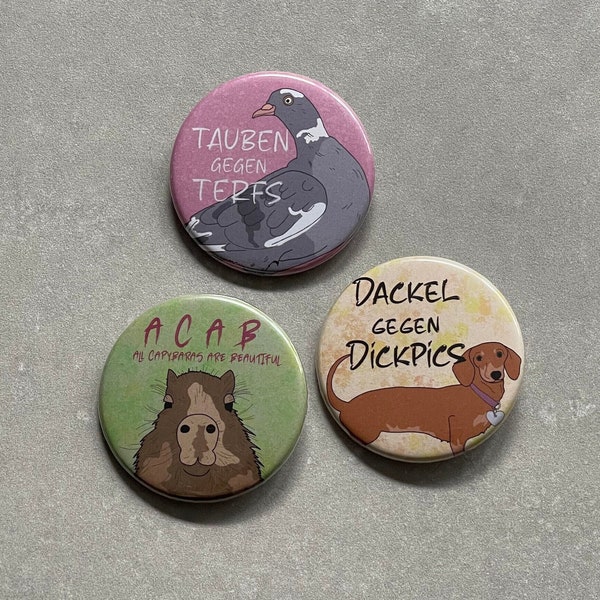 Button Set feministische Tiere