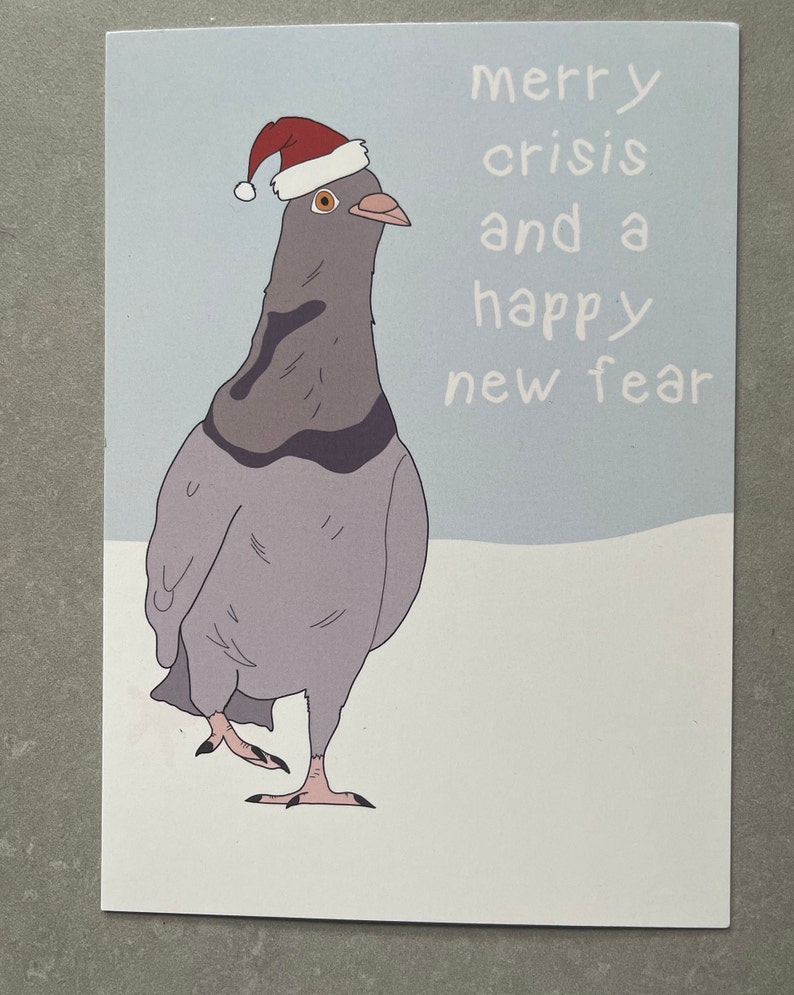 Weihnachtskarte Taube lustig Merry Crisis Bild 2