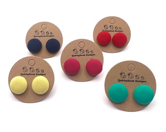 Fabric Button Stud 1920s-1940s style Earrings 5 colours  Funky fun & unique Gift